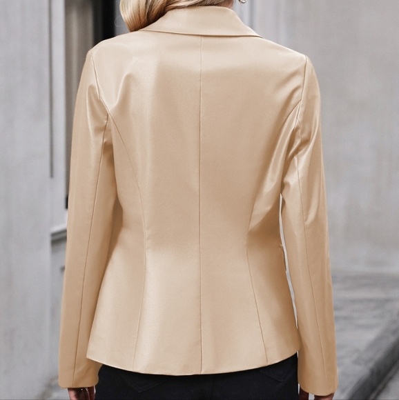 Tailored Shine Button Blazer - Khaki - Picture 3 of 5